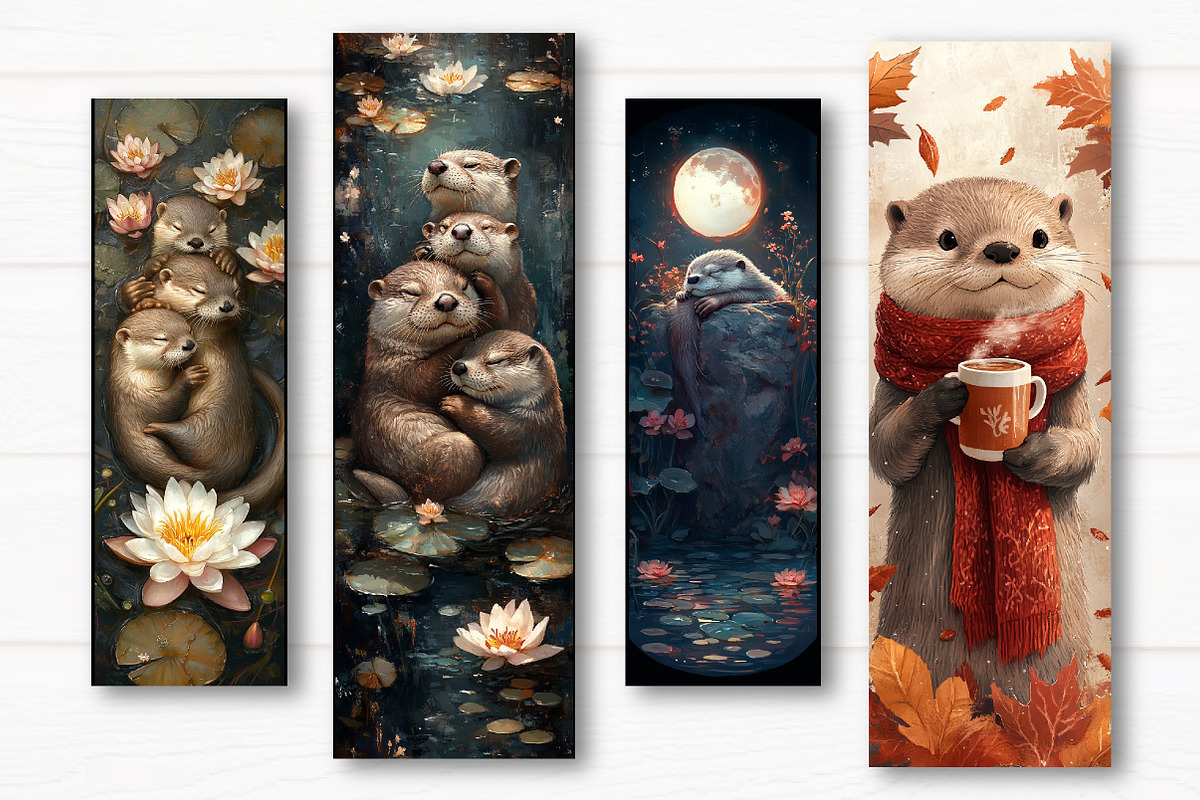 Cute Otter Bookmark, an Illustration by Watercolor design (Photo 2 of 4)