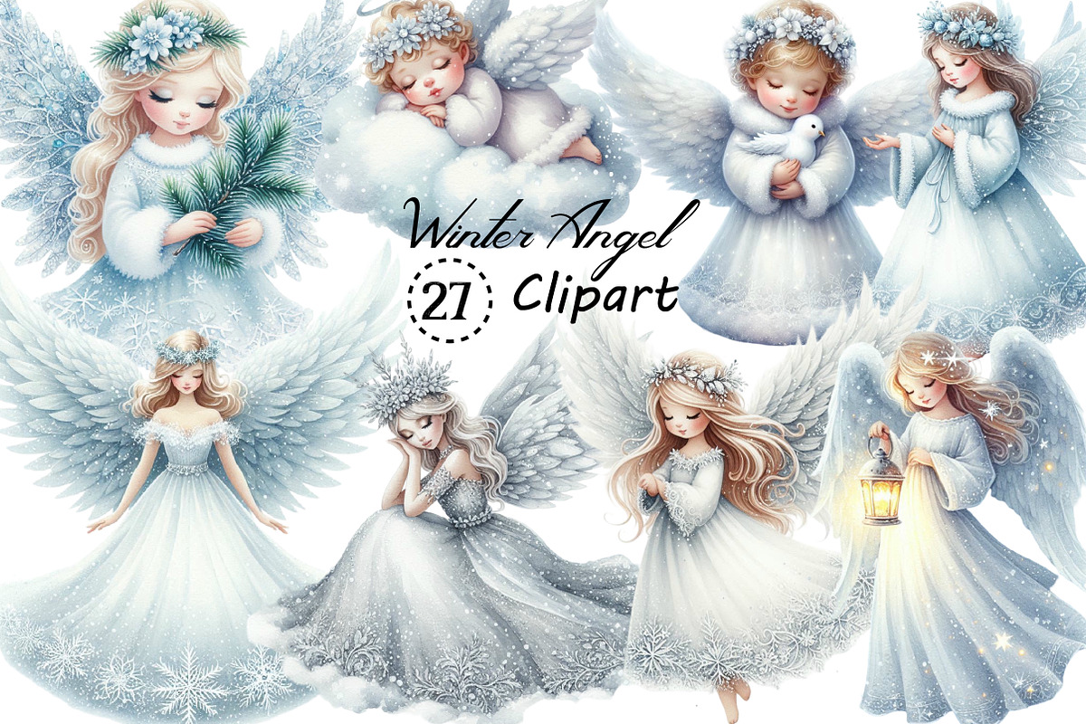 Winter Snow Angel Clipart, an Illustration by Creative Art (Photo 1 of 5)