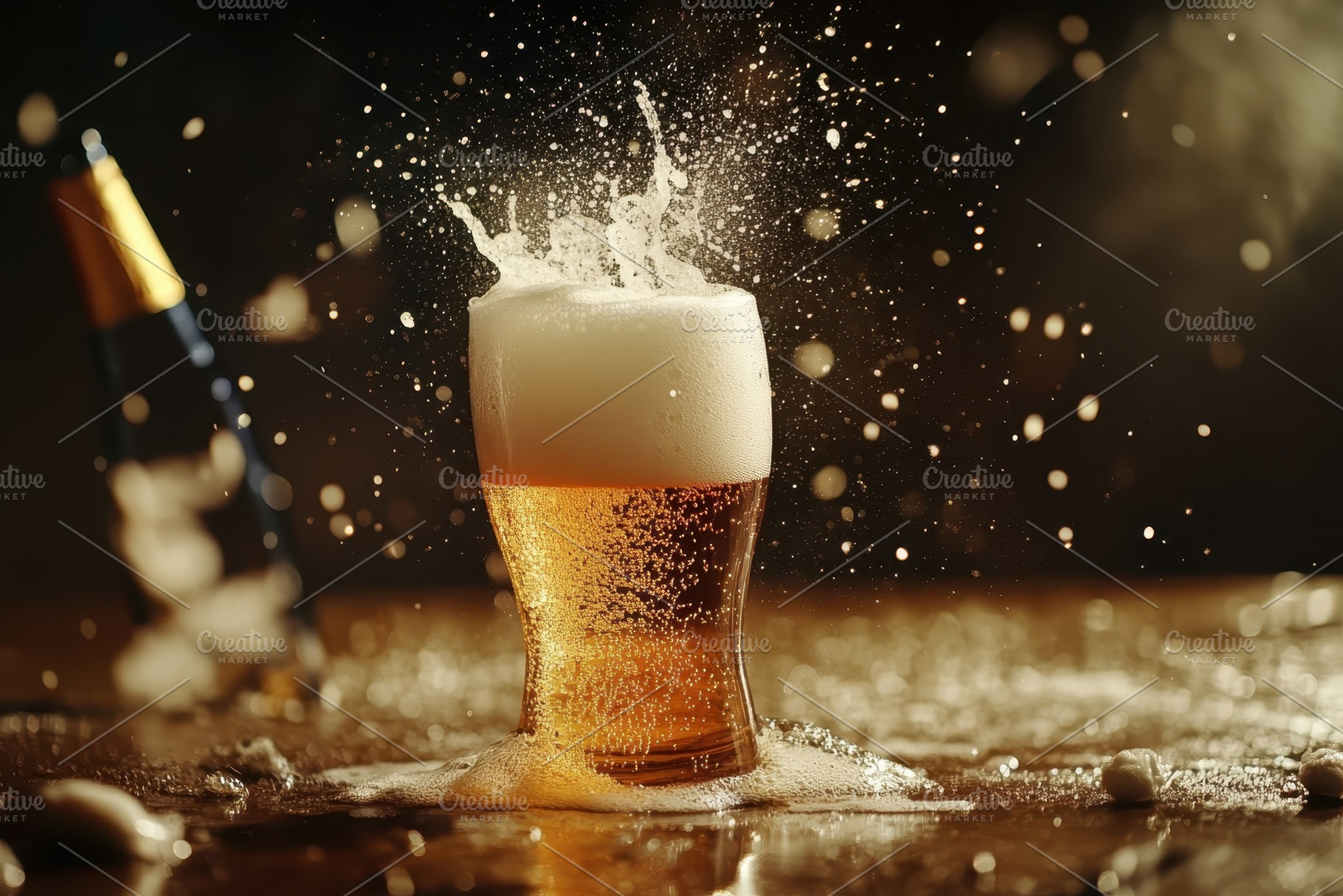 Explosion of beer bottle and glass c, a Photo by Iftikhar Alam