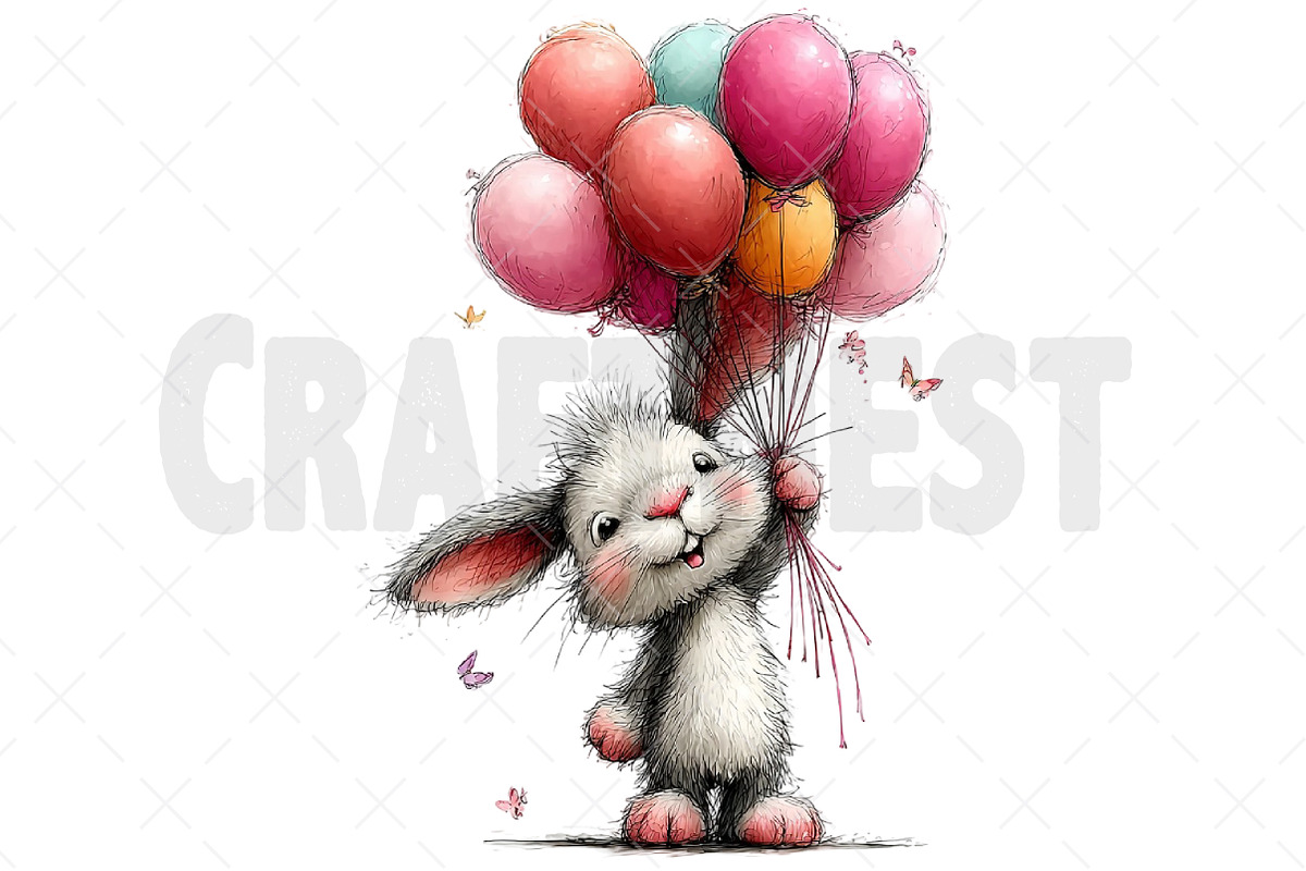 Whimsical Summer Bunny Clipart, an Illustration by Craft Nest (Photo 12 of 12)