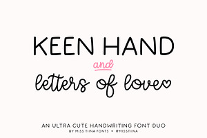 Keen Hand Letters Of Love Font Duo