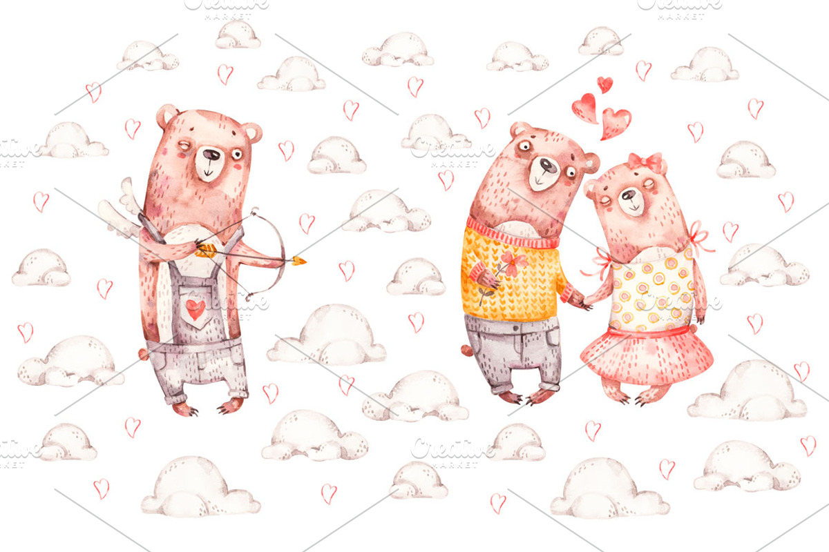 Cozy Valentines Day. Lovely bears, an Animal Illustration by UlitkaStudio (Photo 19 of 20)