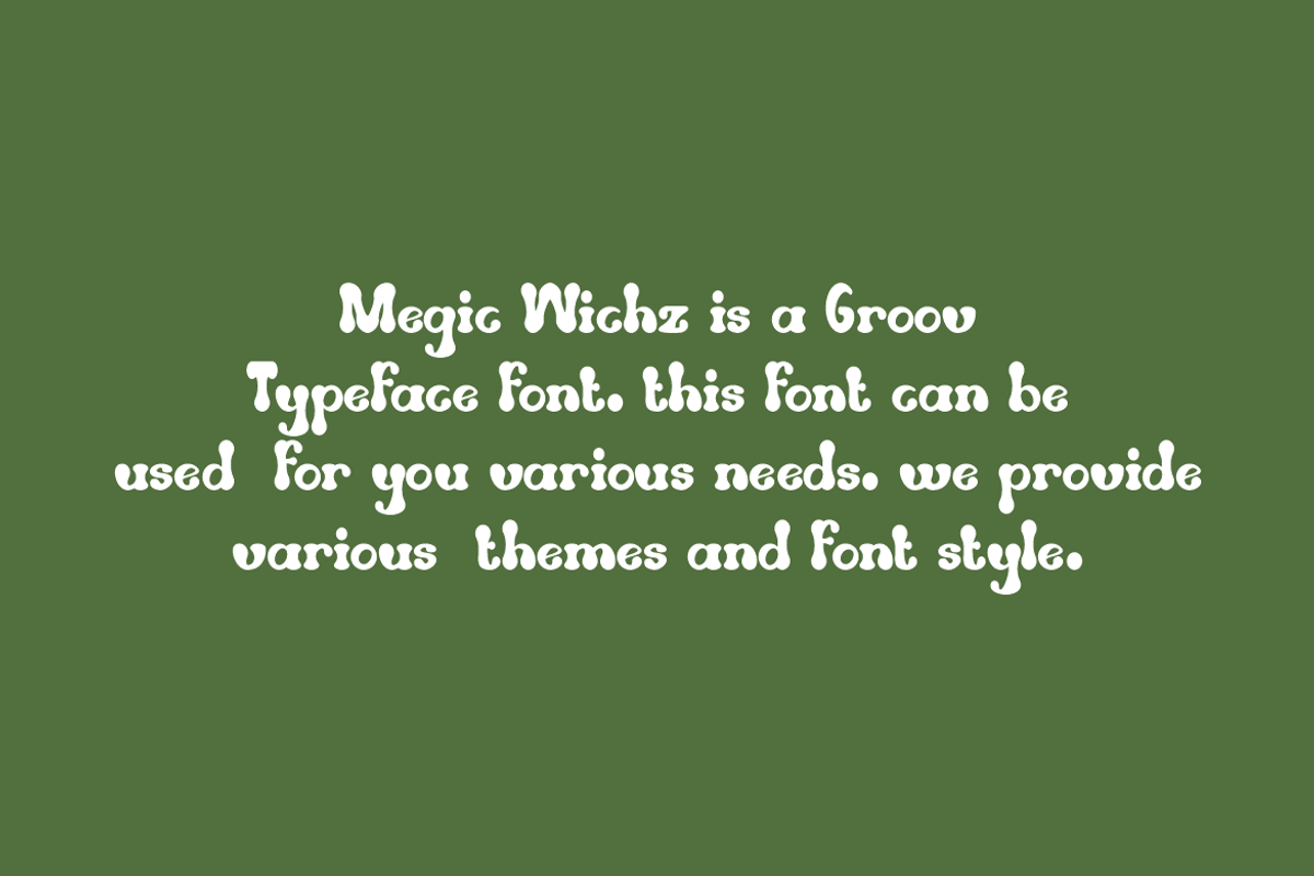 Megic Wichz - Groovy Retro Font, a Sans Serif Font by Iqsiart Studio (Photo 4 of 6)