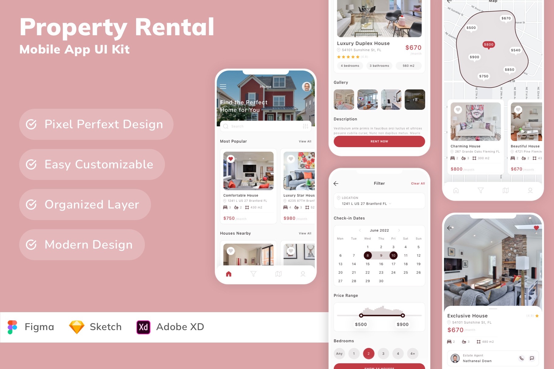 Property Rental Mobile App UI Kit, an UI Kit Template by Betush