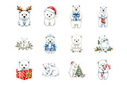 Watercolor Polar Bear Christmas PNG, an Illustration by SinaCreation (Thumbnail 2 of 7)