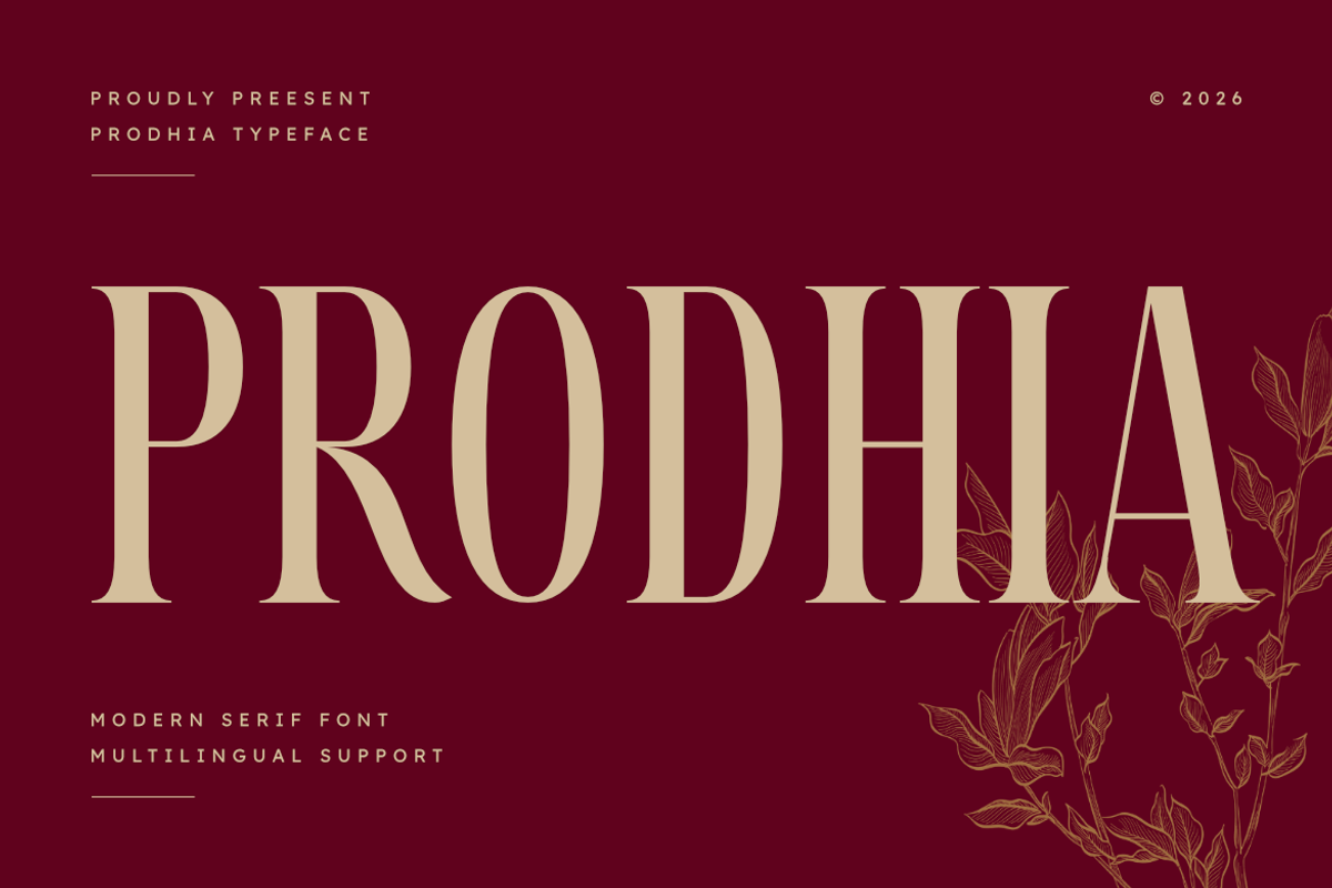Prodhia | Modern Serif Font, a Serif Font by Masyafi Studio (Photo 1 of 8)