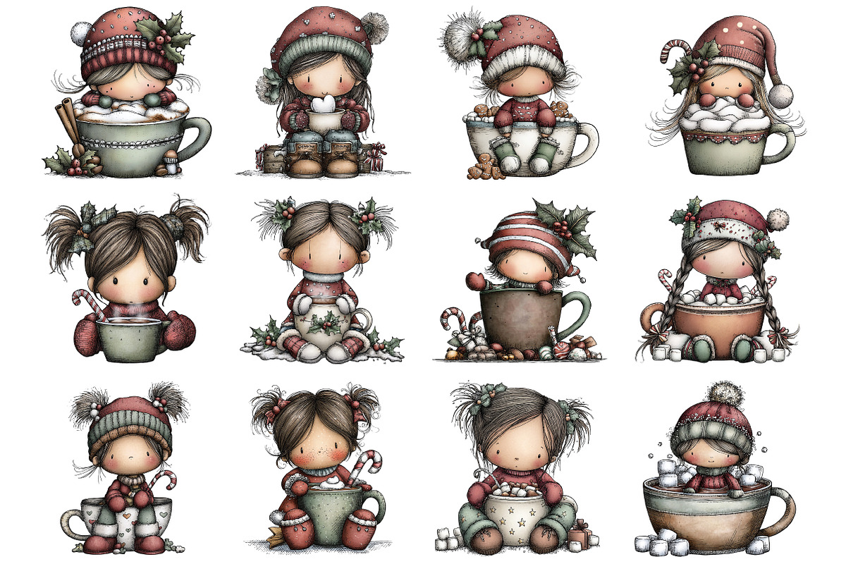Cute Hot Chocolate Girl Clipart, an Illustration by DreamArtGraphic (Photo 5 of 5)