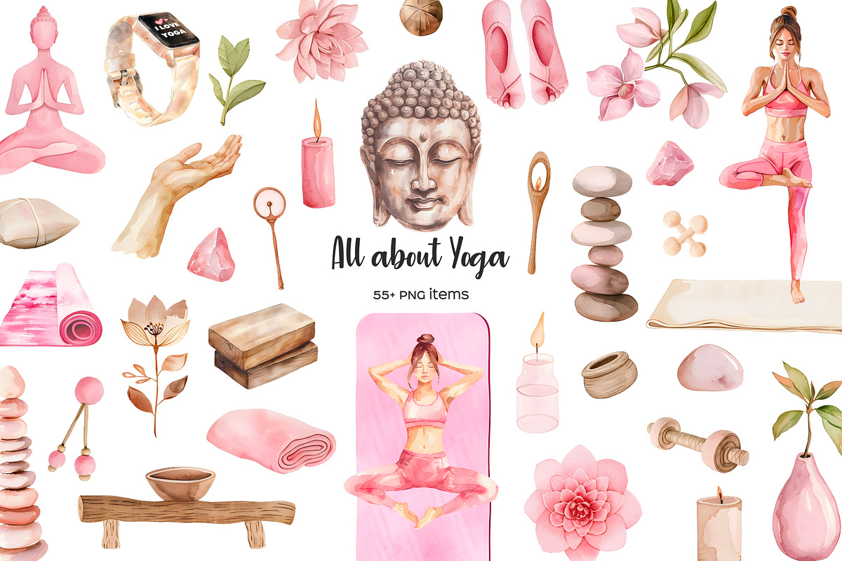 Watercolor yoga clipart. Yoga poses, a Healthcare Illustration by Art and Funny (Photo 2 of 8)
