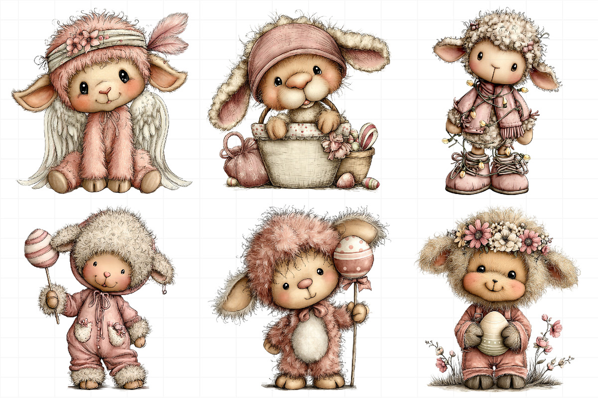 Whimsical Easter Sheep Clipart, an Illustration by Daily.Designs (Photo 8 of 8)