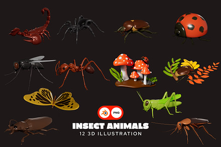 Insect 3D Icon Pack, an Animal 3D Model by iDoodle Studio