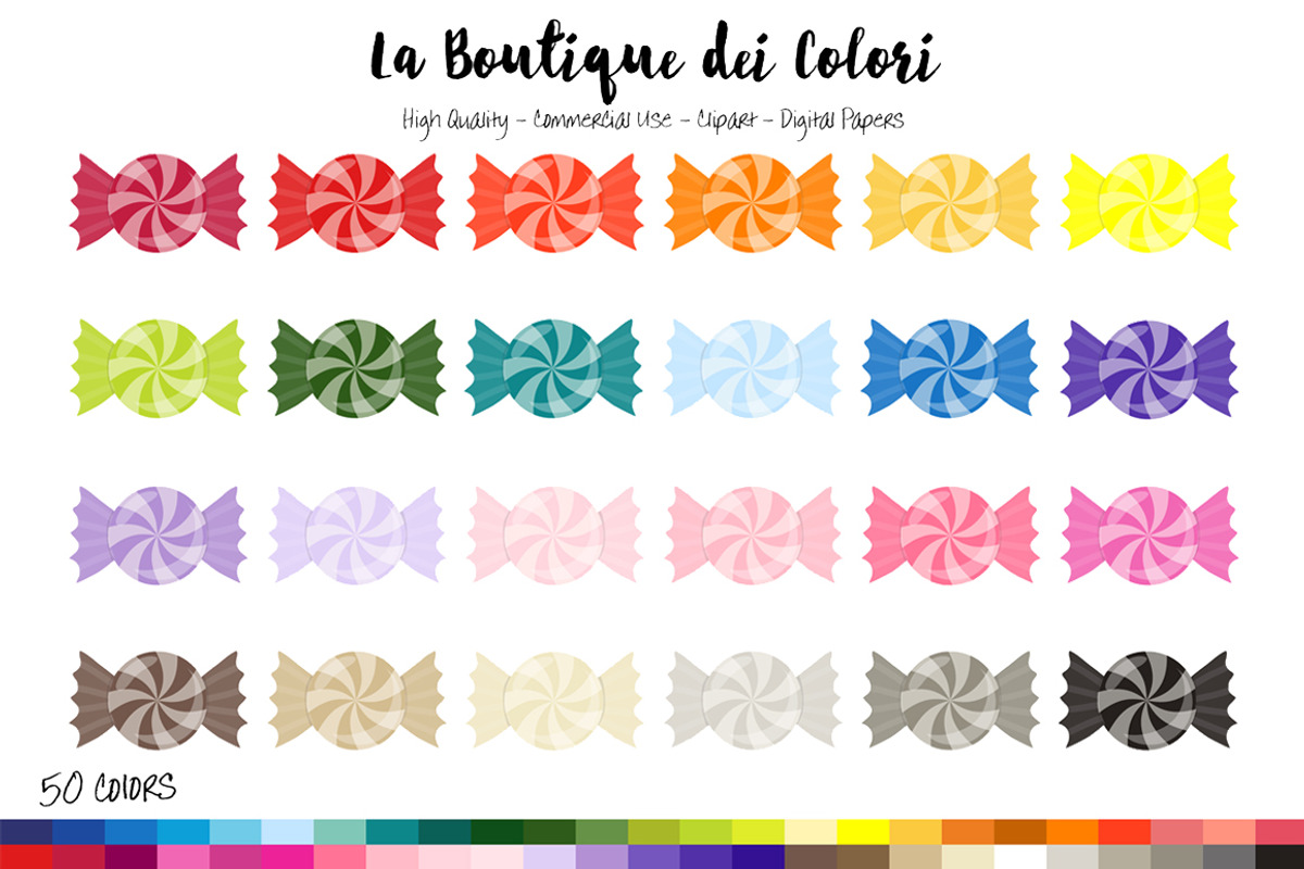 50 Rainbow Candy Swirl Clip Art, an Illustration by La Boutique dei Colori
