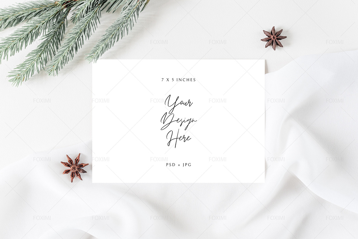 7x5 Christmas Card Mockup, P05, a Product Mockup by FOXIMIDesign (Photo 3 of 6)
