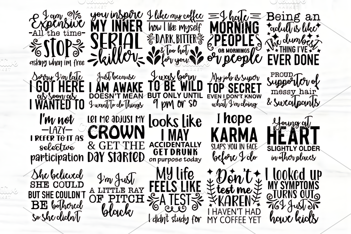 Funny Quotes Svg Bundle | 60 Designs, an Illustration by Design Station (Photo 4 of 5)