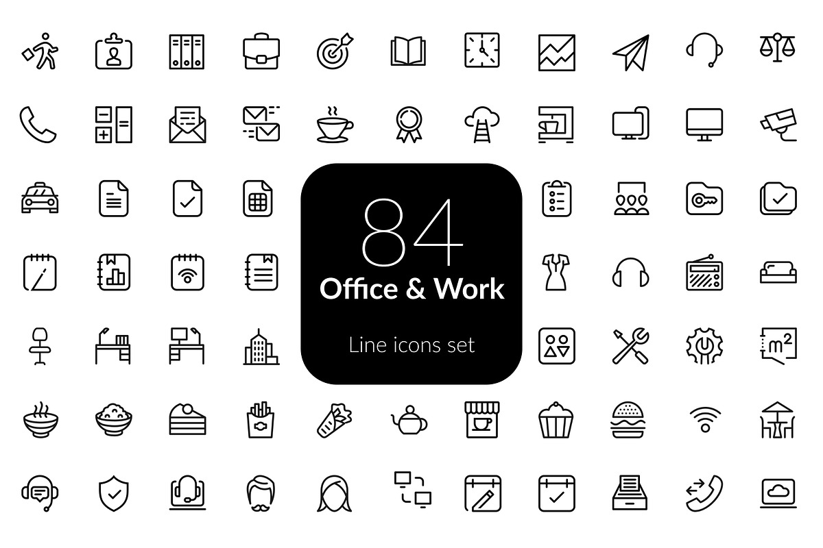 Office & Work line icons set, an Outline Icon by AIWD (Photo 1 of 2)