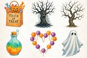 Retro Halloween Clipart Bundle, an Illustration by Libby Wishes (Thumbnail 2 of 9)