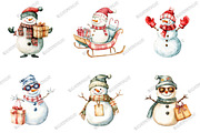 Whimsical Christmas Snowman Clipart, an Illustration by designcity5 (Thumbnail 3 of 5)