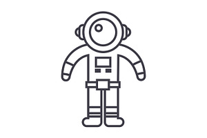 Spaceman Vector Line Icon, Sign, Illustration On Background, Editable Strokes