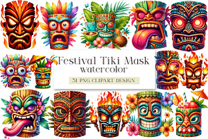 Festival Tiki Mask Clipart, an Illustration by DreamArtGraphic