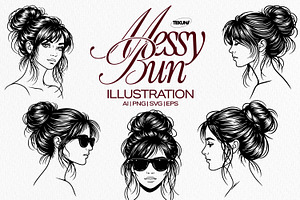 Messy Bun Illustration Vector, a Person Illustration by Tekuni