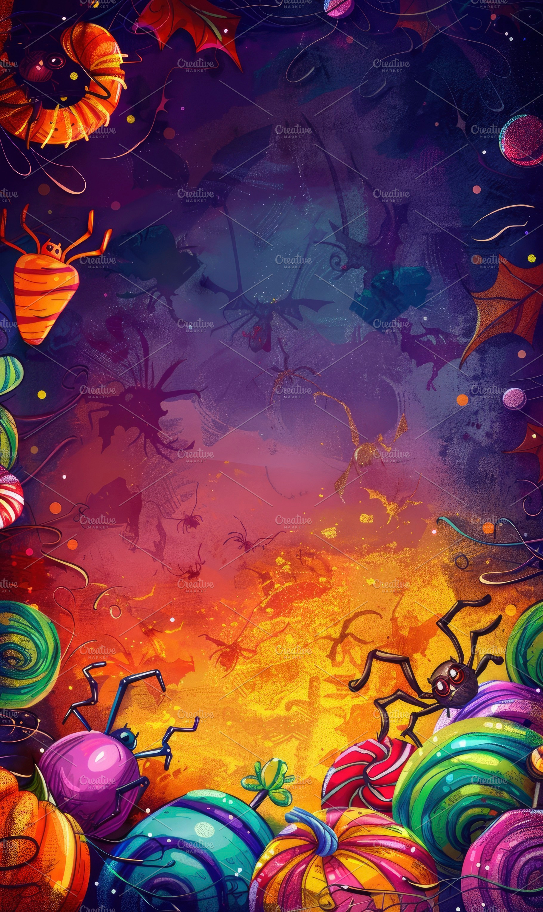 A festive Halloween backdrop with ca, a Photo by LOGOCREATIVE