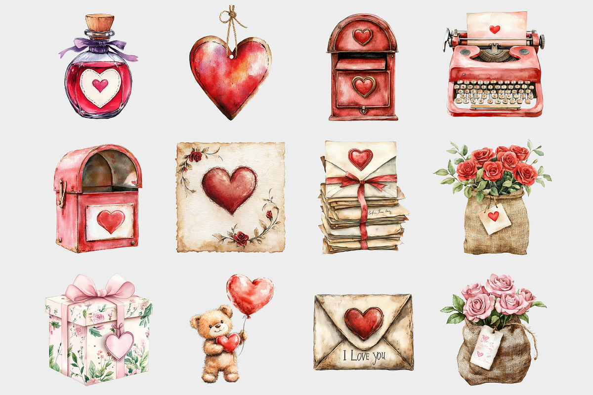 Love Letter Clipart Valentine's Day, a Seasonal Illustration by Design Market (Photo 2 of 5)