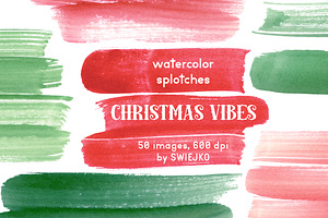 Holiday watercolor splotches, tags, a Decorative Illustration by swiejko