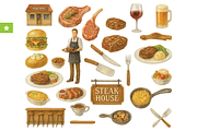 Steak House Food Illustration, an Object Graphic by RT Studio (Thumbnail 1 of 4)