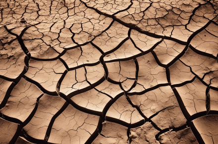 Dry cracked land in a desert, in the style of terracotta, enviro, a Nature Photo by designvectx