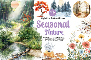 Seasonal Nature Clipart, an Illustration by DreamArtGraphic
