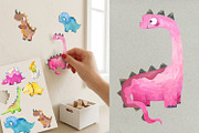 Watercolor Dinosaur Clipart Baby, an Object Graphic by the_myro (Thumbnail 10 of 11)