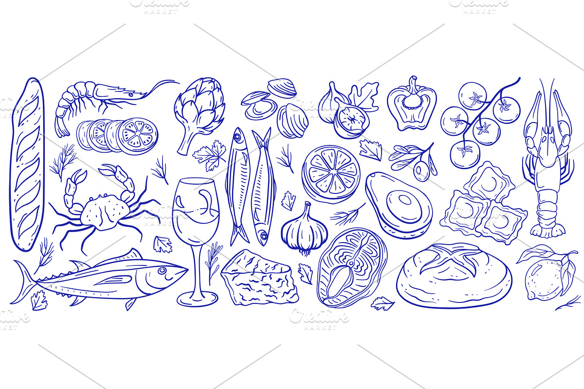 Mediterranean fish tuna and food, a Food Illustration by winwin.art