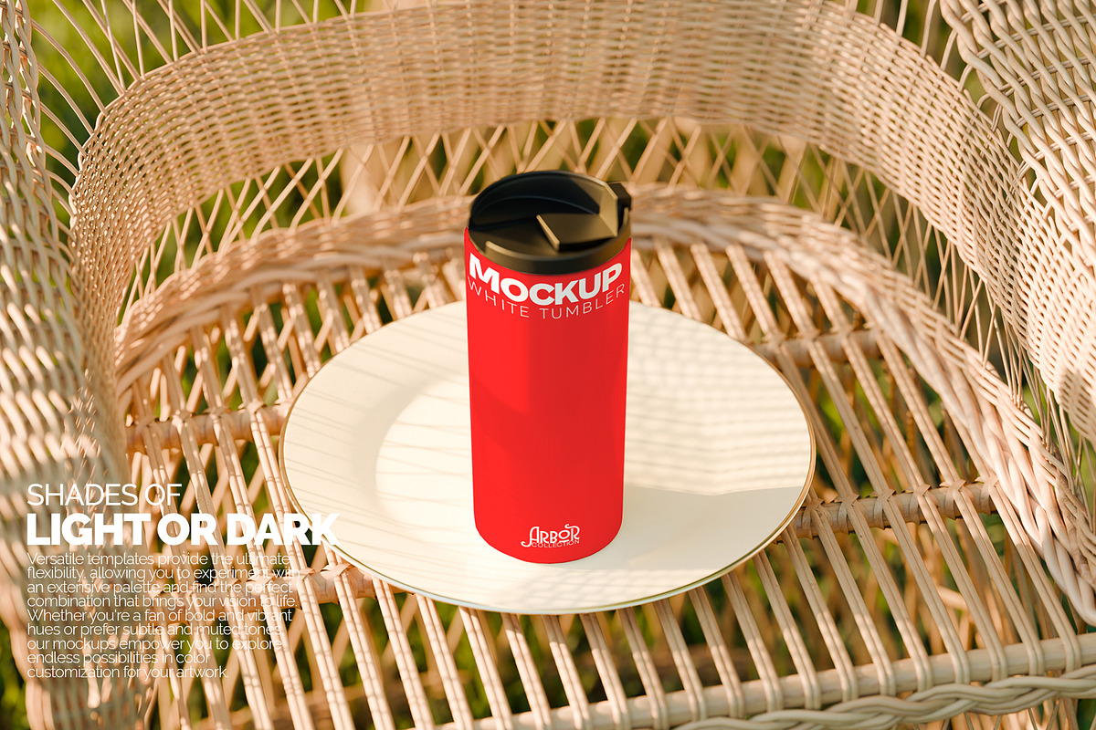 White Straight Tumbler Mockup Arbor, a Cups & Container Mockup by Banana Mockups (Photo 4 of 6)