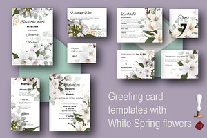 Invites with White Spring flowers, an Invitation Template by Digital illustration shop