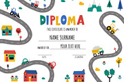 Diploma Certificate Template Kids, an Education Illustration by Irina Ostapenko (Thumbnail 1 of 3)