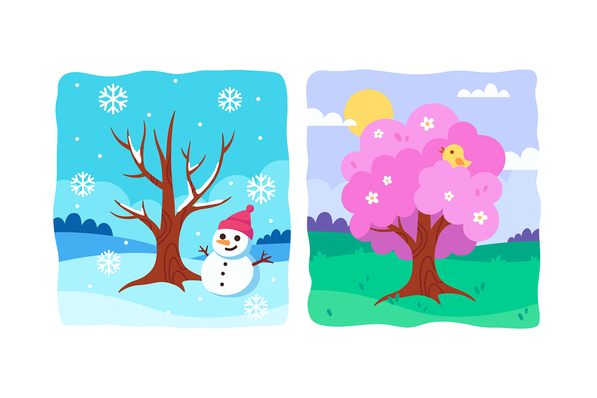 Four seasons nature landscape set, a Seasonal Illustration by Cmeree (Photo 2 of 3)
