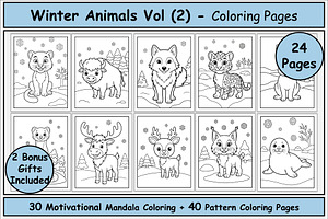 Winter Animals Coloring Pages Vol 2, an Animal Illustration by Made By Ahmed