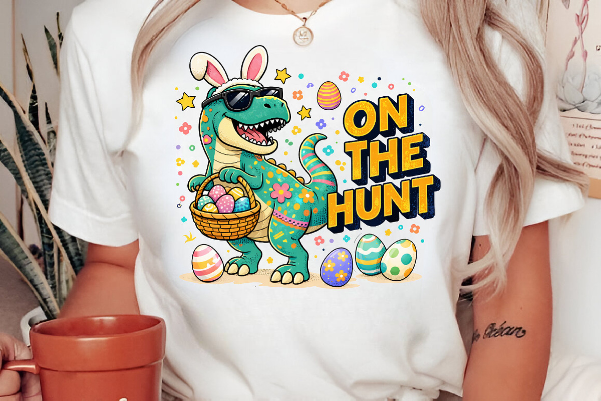 Dinosaur T Rex Easter Sublimation PN, an Illustration by Libby Wishes (Photo 4 of 6)