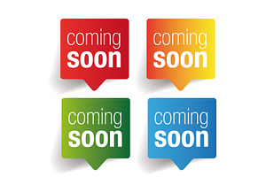 Coming soon label speech bubble