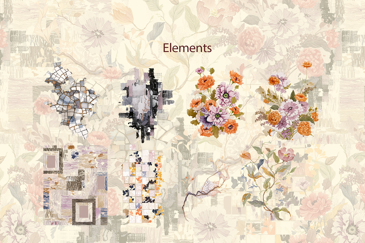 FLORAL RUINS, a Pattern Graphic by rumacorakstudio