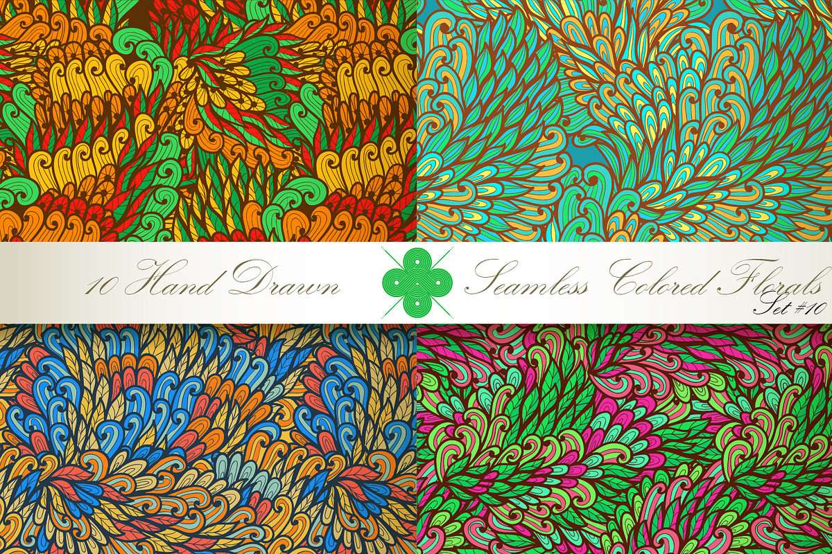 10 Colored Seamless Florals. Set #10, a Pattern Graphic by Patternalized (Photo 3 of 4)