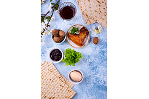 Traditional Passover plate with, a Food & Drink Photo by Yulia Furman