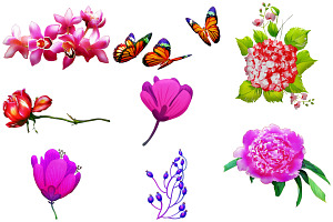 Watercolor Floral Elements Clip Art