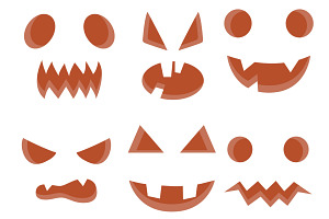 Halloween Pumpkin Monster Face Set 1