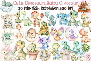 Cute Dinosaurs Clipart Baby Dinosaur, an Illustration by Sublimation Artist