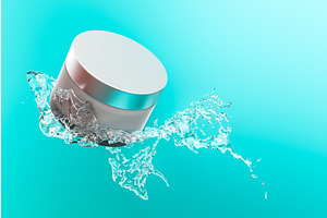 Cosmetic Cream Jar In Water