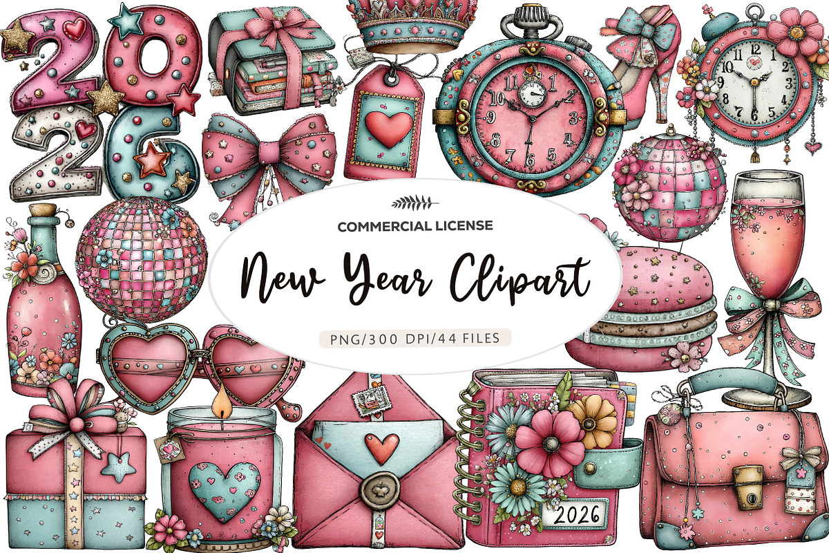 Happy New Year Clipart, an Illustration by CreationArt (Photo 1 of 7)