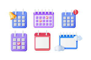 Various 3d calendar icon, an Object Illustration by Abscent