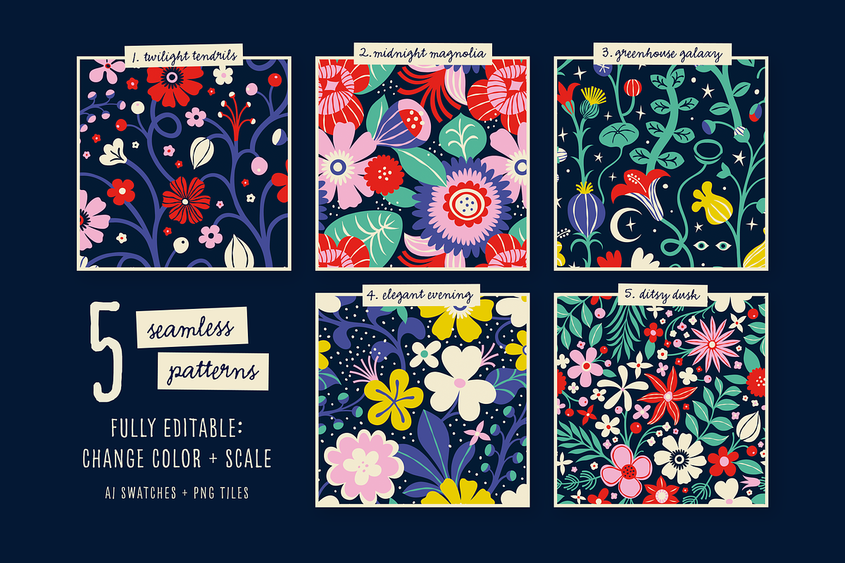 Midnight Garden Graphic Collection, a Pattern Graphic by rouxsupplyco (Photo 5 of 12)