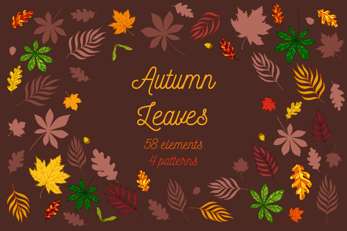Autumn Leaves: elements and patterns, an Illustration by OkPen (Photo 1 of 5)