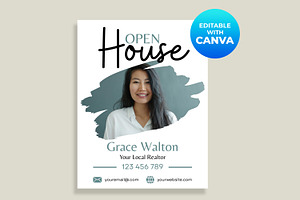 Open House Sign, Editable With Canva, a Marketing Template by M9 Design